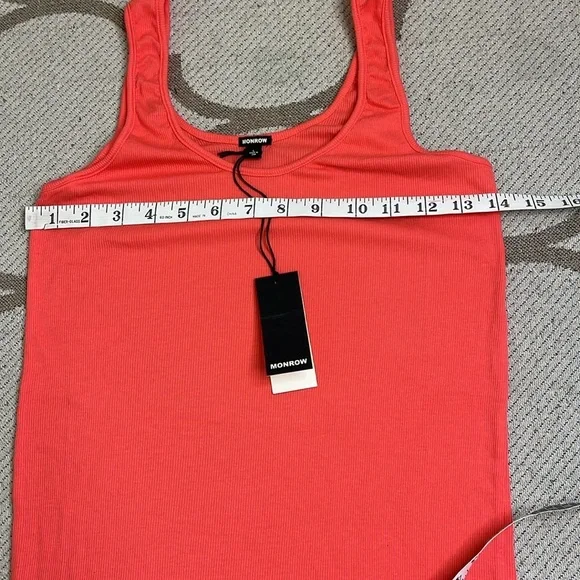 Monrow Supimafine Rib Scoop Neck Tank Fitted Sleeveless Tank Top size large - Picture 4 of 9